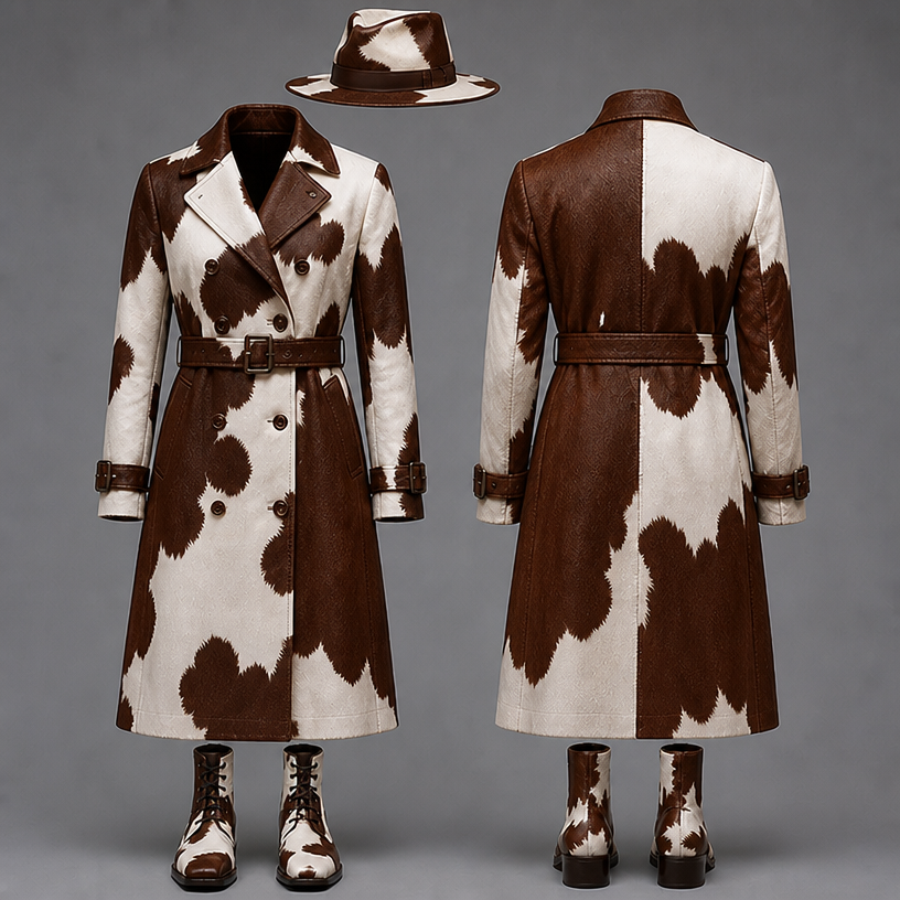 Make this is brown and white
edit the attached fashion design with these instructions: Make this is brown and white. keep it photorealistic, just the design no text