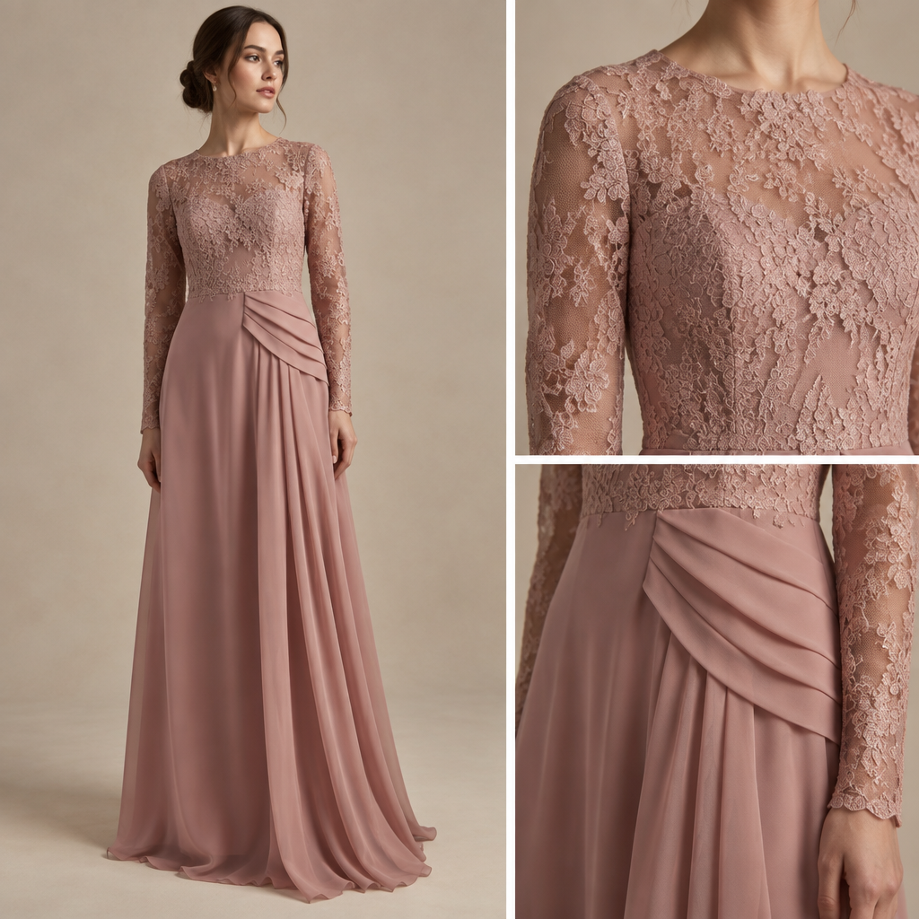 Robe longue avec manches et 3 plis sur le coté
Le tissu c le chiffon
photorealistic fashion design, Robe longue avec manches et 3 plis sur le coté
Le tissu c le chiffon , lace style, just the design no text
