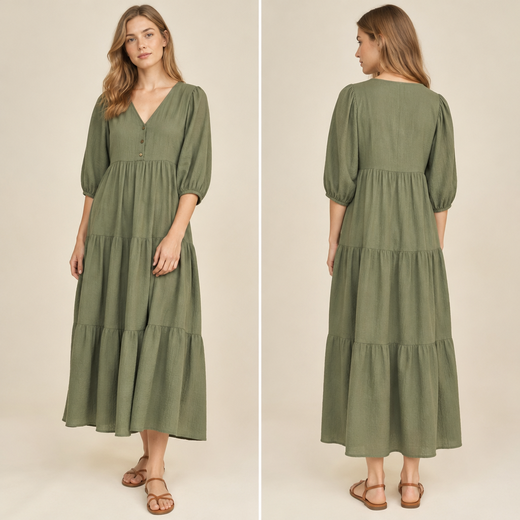 A Dress design, with a soft, cosy hand, with a Relaxed silhouette, in Casual style, shown on a model with light skin Present it as professional fashion catalogue photography: the garment is the subject, shown full-length with editorial styling, neutral posing and tasteful, non-suggestive framing.
photorealistic fashion design, A Dress design, with a soft, cosy hand, with a Relaxed silhouette, in Casual style, shown on a model with light skin Present it as professional fashion catalogue photography: the garment is the subject, shown full-length with editorial styling, neutral posing and tasteful, non-suggestive framing., casual style, just the design no text