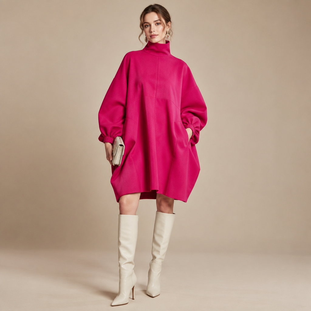 A Dress design, made of Cotton, with a soft, cosy hand, with an Oversized silhouette, in a Bold & Bright color palette, for Party, suitable for Winter, suited to a Cold climate, in Glamorous style, shown on a model with light skin and a petite figure. IQ fashion aesthetics. Present it as professional fashion catalogue photography: the garment is the subject, shown full-length with editorial styling, neutral posing and tasteful, non-suggestive framing.
photorealistic fashion design, A Dress design, made of Cotton, with a soft, cosy hand, with an Oversized silhouette, in a Bold & Bright color palette, for Party, suitable for Winter, suited to a Cold climate, in Glamorous style, shown on a model with light skin and a petite figure. IQ fashion aesthetics. Present it as professional fashion catalogue photography: the garment is the subject, shown full-length with editorial styling, neutral posing and tasteful, non-suggestive framing., glamorous style, just the design no text