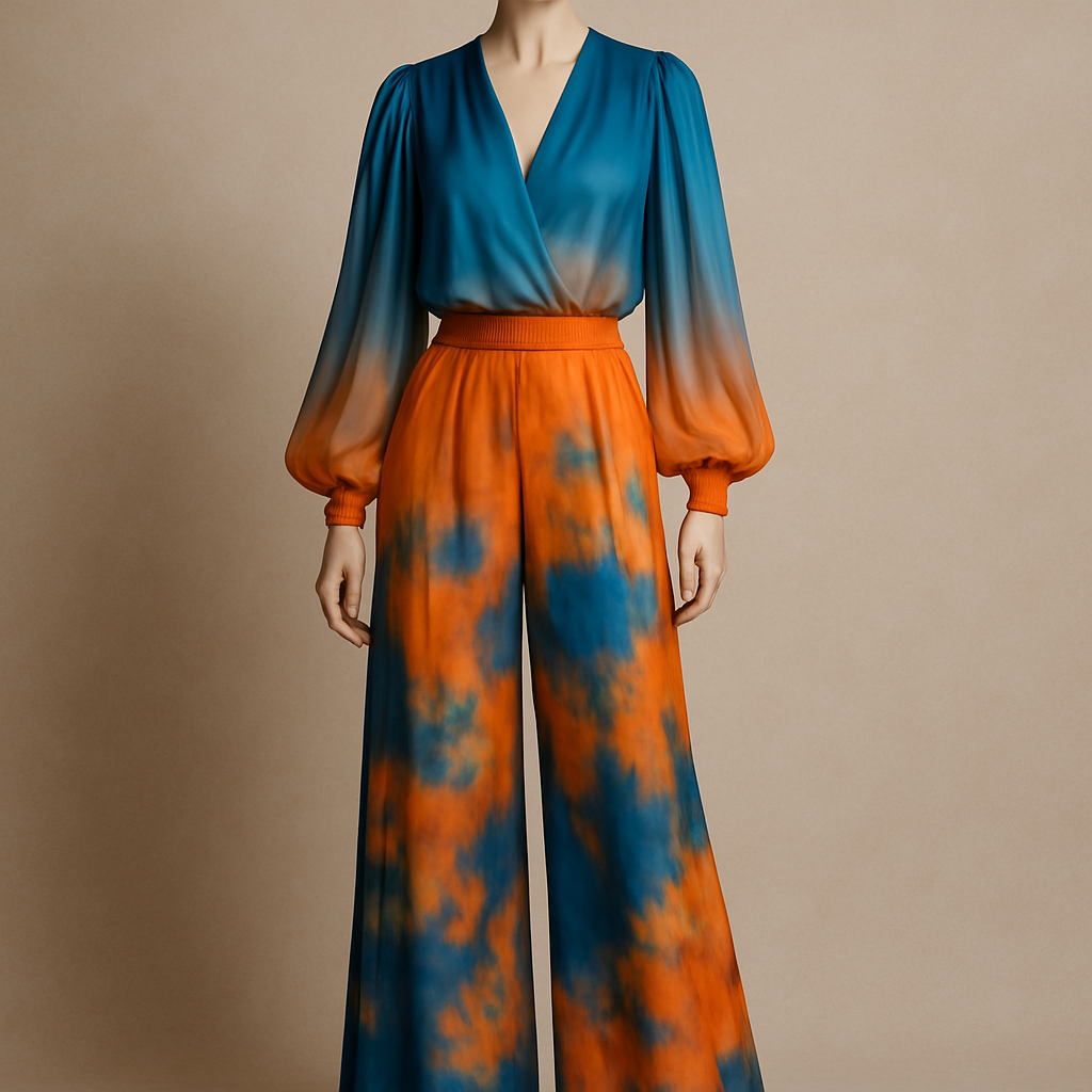Create one of a kind orange and ocean blue  palazzo pant made from beautiful tie & dye fabric with a beautiful two tone chiffon top designed for high end fashionista that will make it look sophisticated and gorgeous on a mannequin with a face

Create one of a kind orange and ocean blue  palazzo pant made from beautiful tie & dye fabric with a beautiful two tone chiffon top designed for high end fashionista that will make it look sophisticated and gorgeous on a mannequin with a face