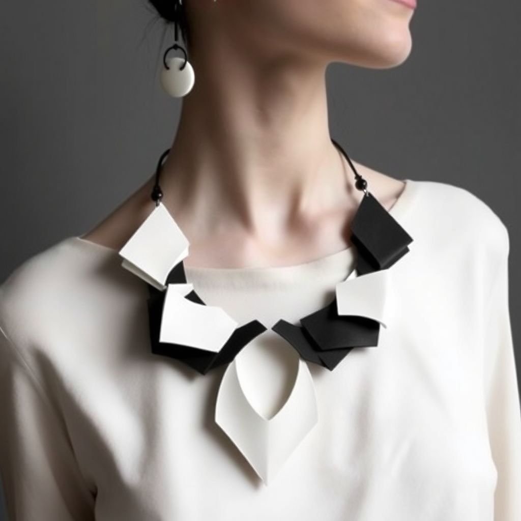 Designing modern jewelry inspired by lithographic images of Rostam and the White Demon, crafted using papier-mâché material.monochrome and modern
Craft a striking collection of modern jewelry that reflects the epic themes of Rostam and the White Demon through abstract, monochrome shapes. Utilize intricately layered papier-mâché techniques to evoke movement and depth, presenting bold necklaces and earrings that merge traditional mythology with contemporary art, reimagining culture in minimalist, wearable forms.