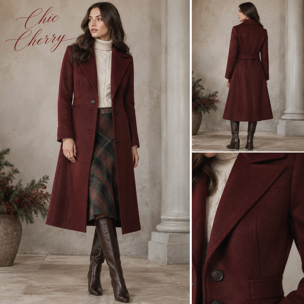 write chic cherry in fancy writing in the top left corner. Ireland fashion aesthetics. Present it as professional fashion catalogue photography: the garment is the subject, shown full-length with editorial styling, neutral posing and tasteful, non-suggestive framing.
photorealistic fashion design, write chic cherry in fancy writing in the top left corner. Ireland fashion aesthetics. Present it as professional fashion catalogue photography: the garment is the subject, shown full-length with editorial styling, neutral posing and tasteful, non-suggestive framing., just the design no text