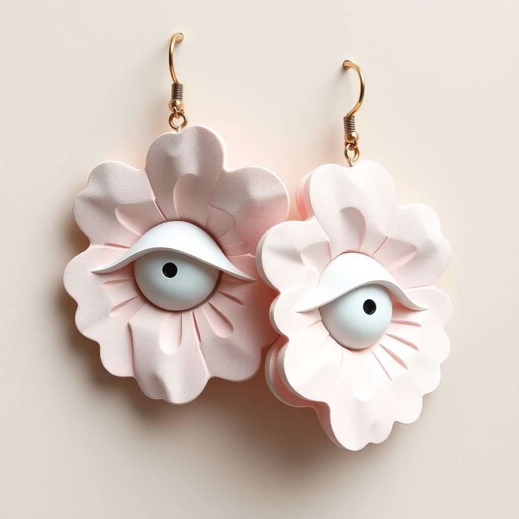 Papier-mâché minimal earrings inspired by eye and clouds
Create stunning, oversized earrings crafted from lightweight papier-mâché, embodying a dreamy fusion of abstract eye shapes and soft, billowing cloud forms. The design features a serene pastel color palette with hints of metallic accents, perfectly encapsulating a whimsical, minimalistic aesthetic. Ideal for modern, earth-conscious fashion enthusiasts seeking unique statement pieces.