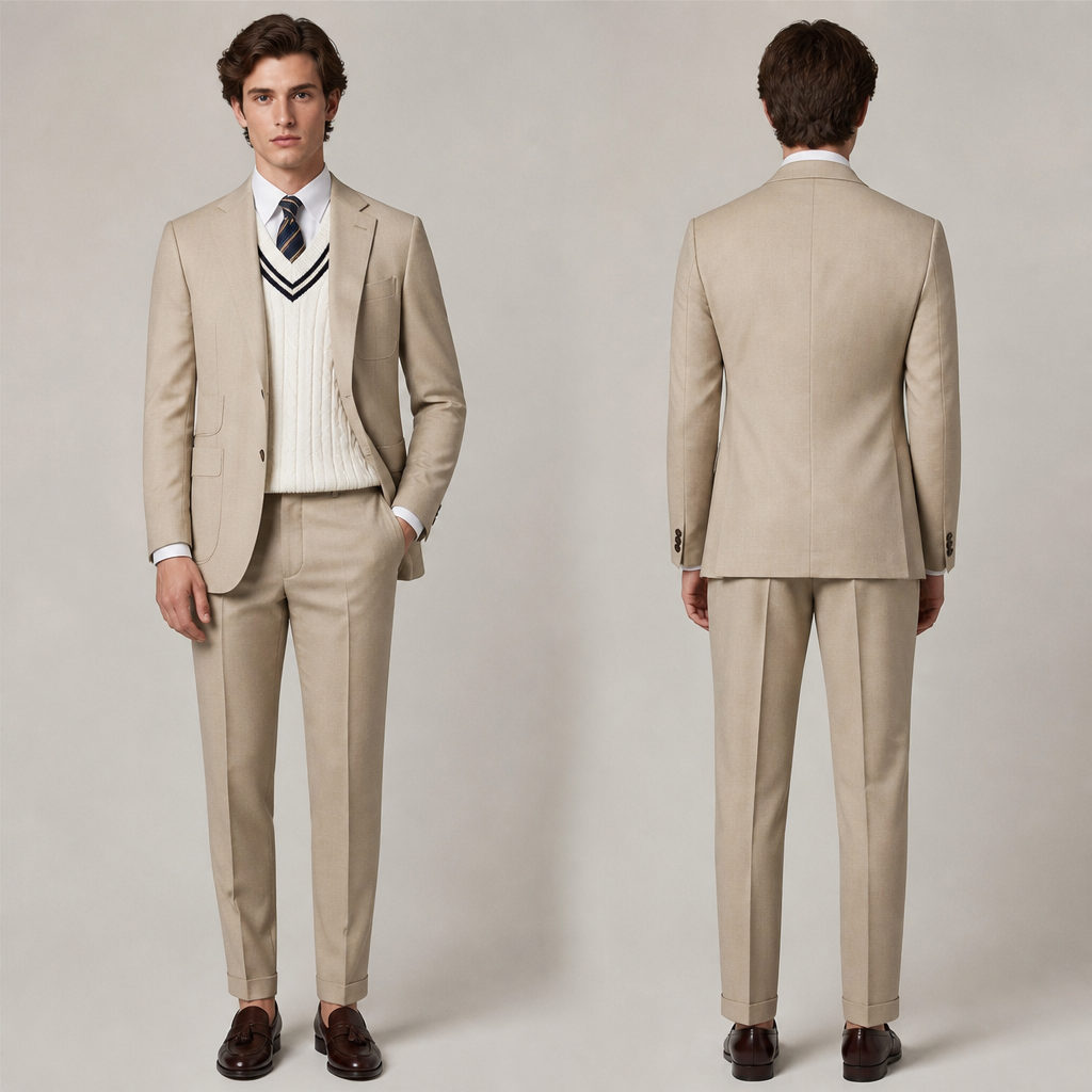 Men suit
photorealistic fashion design, Men suit , preppy_chic style, just the design no text, show front and back