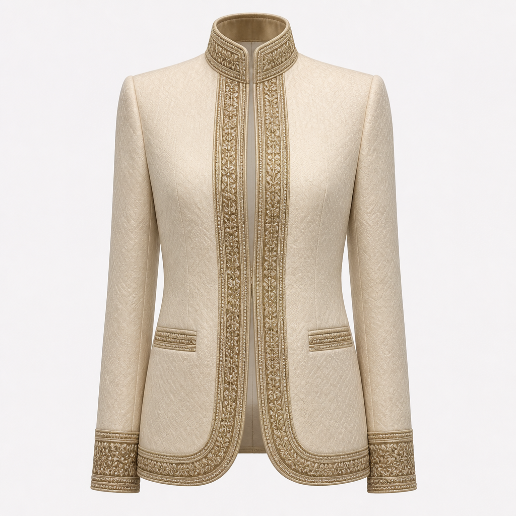 A Jacket design, in Business style. Morocco fashion aesthetics.
photorealistic fashion design, A Jacket design, in Business style. Morocco fashion aesthetics., business style, just the design no text