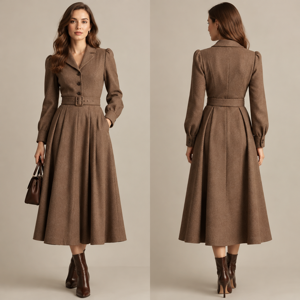 A Female Dress design, suitable for Fall, in Classic style. LB fashion aesthetics. Present it as professional fashion catalogue photography: the garment is the subject, shown full-length with editorial styling, neutral posing and tasteful, non-suggestive framing.
photorealistic fashion design, A Female Dress design, suitable for Fall, in Classic style. LB fashion aesthetics. Present it as professional fashion catalogue photography: the garment is the subject, shown full-length with editorial styling, neutral posing and tasteful, non-suggestive framing., classic style, just the design no text