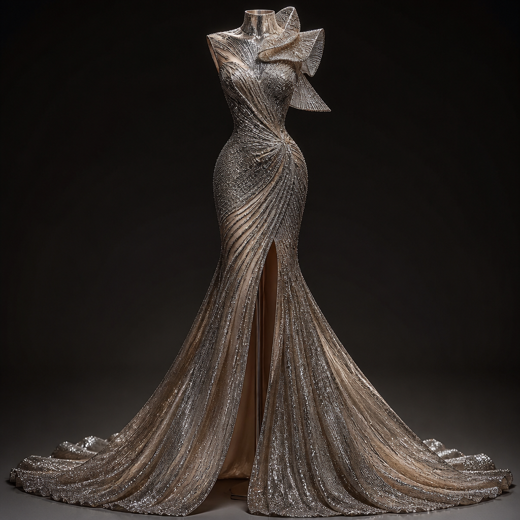 A Dress design. brillo, largo, extravagante, elegante. PY fashion aesthetics.
photorealistic fashion design, A Dress design. brillo, largo, extravagante, elegante. PY fashion aesthetics., just the design no text