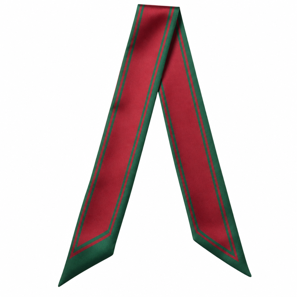 Design a silk twilly for alpha omega chi in red and green. Keep it super simple and preppy . Make a simple feminine pattern without a flower
photorealistic fashion design, Design a silk twilly for alpha omega chi in red and green. Keep it super simple and preppy . Make a simple feminine pattern without a flower , classic style, just the design no text