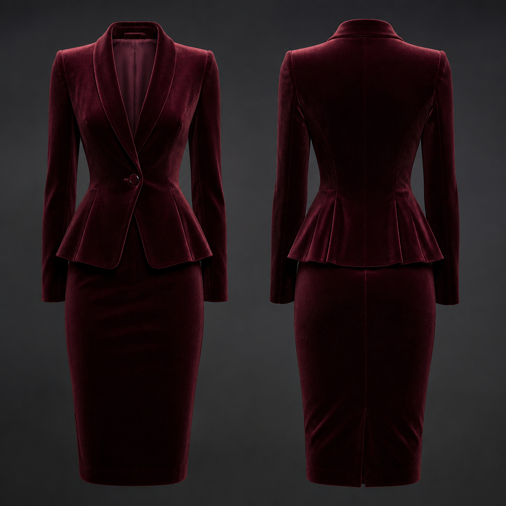 A Female fashion design, made of Velvet, for Party, suitable for Fall, in Business style. vêtements ensemble corporate. CM fashion aesthetics.
photorealistic fashion design, A Female fashion design, made of Velvet, for Party, suitable for Fall, in Business style. vêtements ensemble corporate. CM fashion aesthetics., business style, just the design no text, show front and back