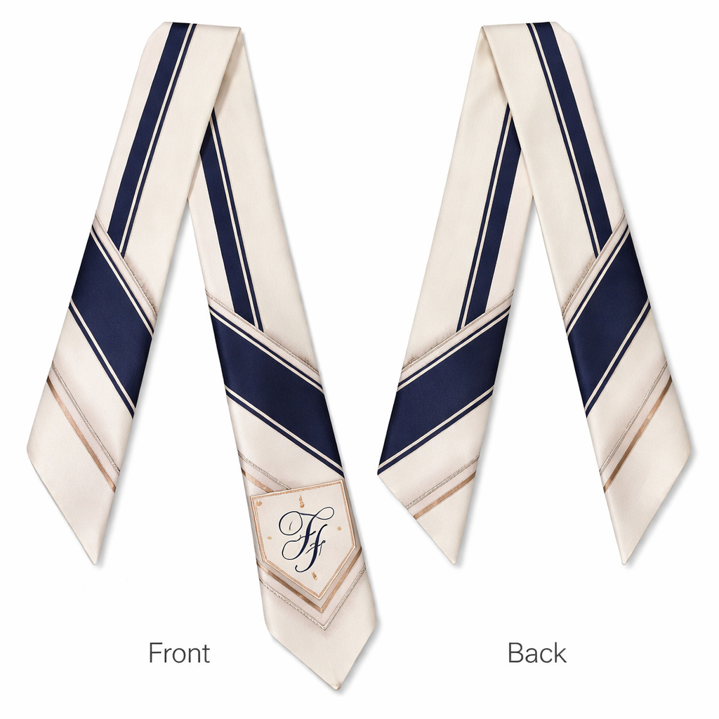 Design a silk scarf thanks 5x 86cm to be wrapped on the handle of a purse.
This is for a collegiate graduation ceremony. No logos or any school relation. Let’s make it simple and tailored. Let’s have JF be the initials. It’s like a sorority social club. Sophisticated and Jolie Franc edition. Make it tailored and simple with l
Design a silk scarf thanks 5x 86cm to be wrapped on the handle of a purse.
This is for a collegiate graduation ceremony. No logos or any school relation. Let’s make it simple and tailored. Let’s have JF be the initials. It’s like a sorority social club. Sophisticated and Jolie Franc edition. Make it tailored and simple with l, classic style, show front and back