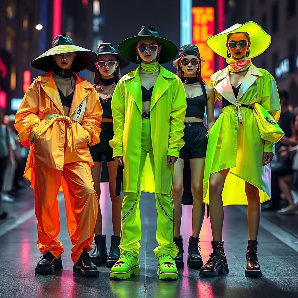 Short
Create a collection inspired by avant-garde streetwear, featuring oversized silhouettes and asymmetrical cuts. Use a bold palette of neon colors, combined with reflective materials that shimmer under city lights. Integrate unique accessories like sculptural hats and chunky footwear, blending urban grit with high-fashion elegance, perfect for the modern, trend-setting individual.