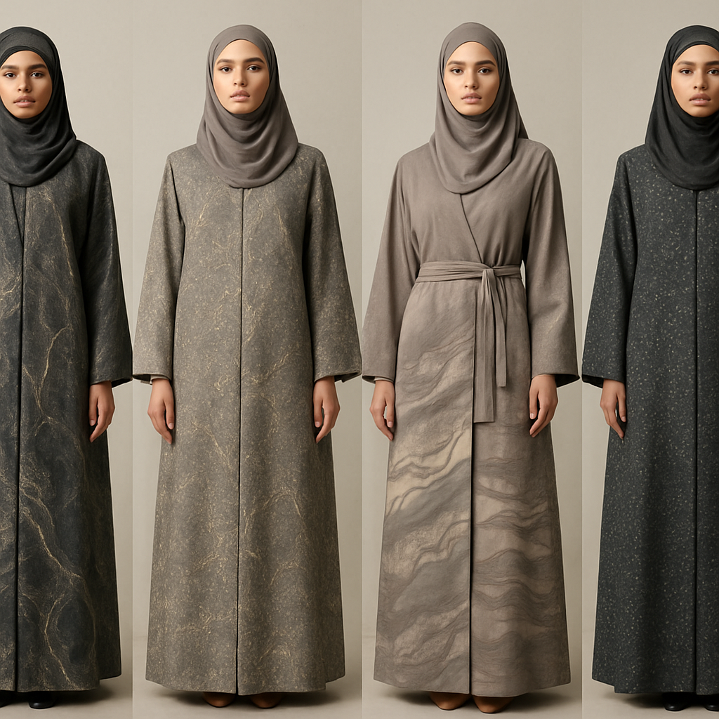 Create a modest two piece abaya, first of its kind, featuring a unique stone design that exudes a classy and sophisticated vibe. I'd like four designs, each showcasing different styles and fabrics. Incorporate high-end, unique chic stone designs to make them truly special. Add little sophisticated stone designs. Make it irresistible!
Create a modest two piece abaya, first of its kind, featuring a unique stone design that exudes a classy and sophisticated vibe. I'd like four designs, each showcasing different styles and fabrics. Incorporate high-end, unique chic stone designs to make them truly special. Add little sophisticated stone designs. Make it irresistible!