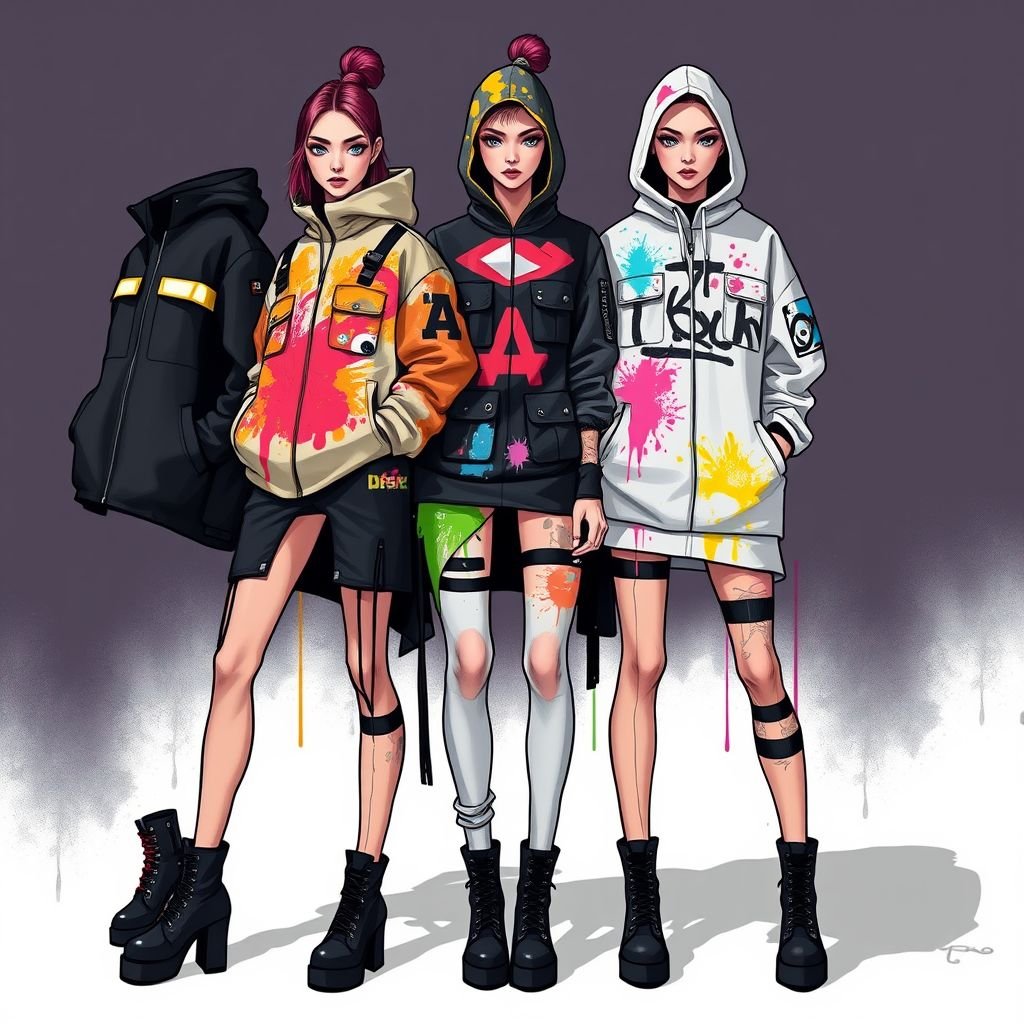 Create and sew
"Create and sew an avant-garde streetwear collection inspired by urban graffiti art. Combine oversized silhouettes with asymmetrical cuts, featuring vibrant color splashes and bold graphic prints. Incorporate reflective materials and utility pockets for a functional twist. The collection embodies rebellion and self-expression, perfect for the modern, bold urbanite."