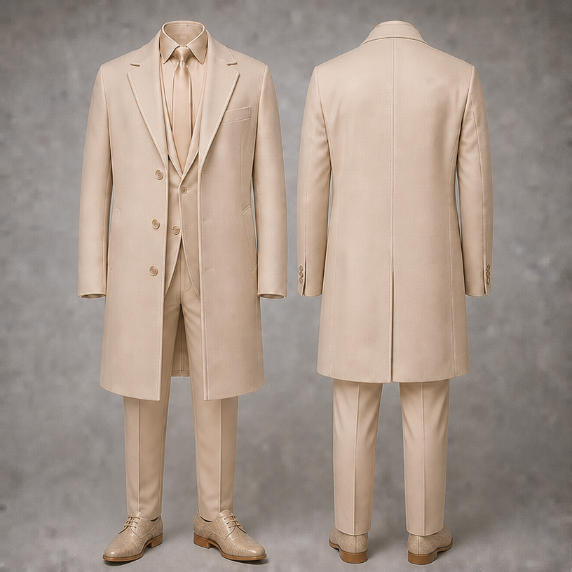 Change shoes to gator skins and the same color as the suit
edit the attached fashion design with these instructions: Change shoes to gator skins and the same color as the suit. keep it photorealistic, just the design no text