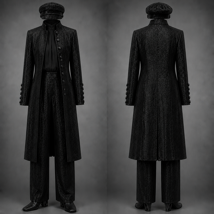 Make it in black
edit the attached fashion design with these instructions: Make it in black. keep it photorealistic, just the design no text