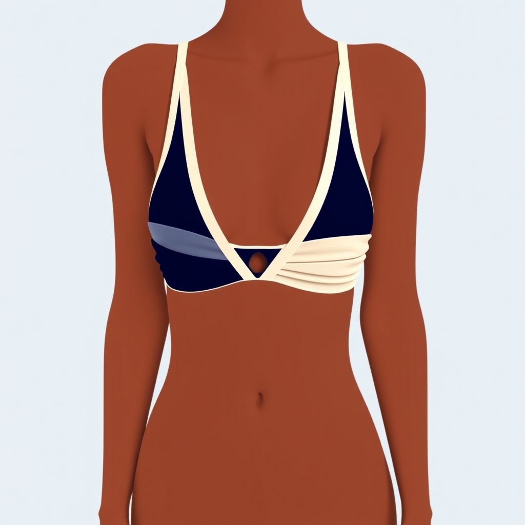 Bikini swimwear! On body. Straps! Classic minimal bikini. Navy and cream straps
Design a captivating minimalist bikini that seamlessly blends classic style with modern elegance. Envision a body-hugging silhouette accented by understated navy and cream straps. Emphasize clean lines and unembellished surfaces, allowing the interplay of color and shape to shine. Prioritize comfort and sophistication for the discerning beachgoer.