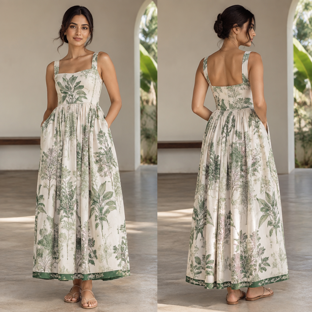 A Dress design, suitable for Summer. outfit this. Sri Lanka fashion aesthetics. Present it as professional fashion catalogue photography: the garment is the subject, shown full-length with editorial styling, neutral posing and tasteful, non-suggestive framing.
photorealistic fashion design, A Dress design, suitable for Summer. outfit this. Sri Lanka fashion aesthetics. Present it as professional fashion catalogue photography: the garment is the subject, shown full-length with editorial styling, neutral posing and tasteful, non-suggestive framing., just the design no text