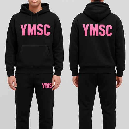 Black jogging suit with pink YMSC
