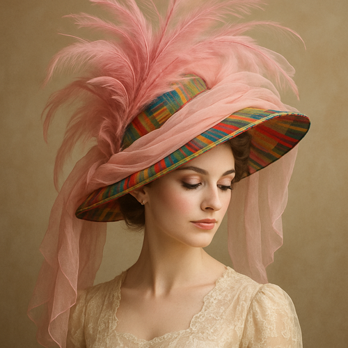 Create a one of a kind wedding hats,using colorful aso oke and a pink chiffon fabric,  with feathers that will look unique, graceful, And attractive.
