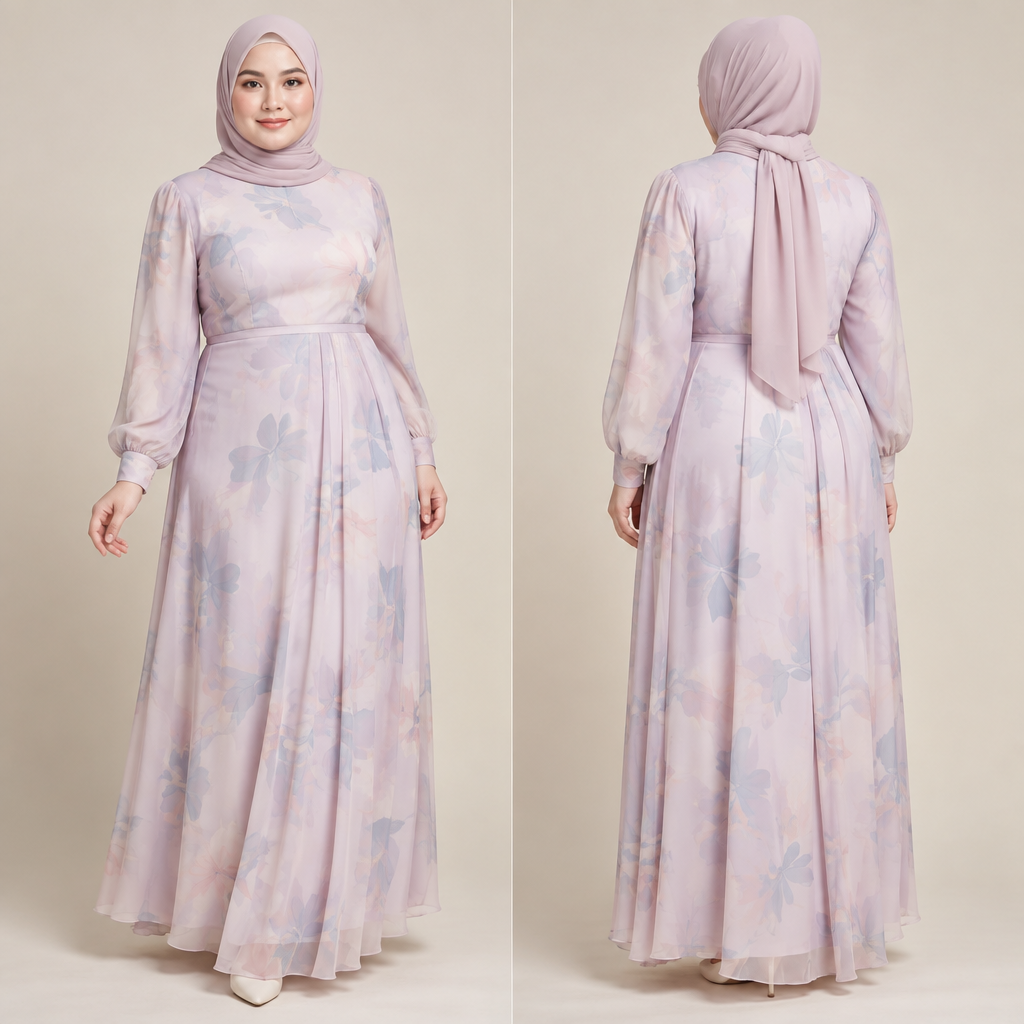 A Female Dress design, with a light, flowing drape, with a Fitted silhouette, with modest, full coverage: longer hemlines, higher necklines and covered shoulders, in a Pastels color palette, for Casual, suitable for Summer, in Minimalist style, shown on a model with light skin and a curvy figure. Malaysia fashion aesthetics. Present it as professional fashion catalogue photography: the garment is the subject, shown full-length with editorial styling, neutral posing and tasteful, non-suggestive framing.
photorealistic fashion design, A Female Dress design, with a light, flowing drape, with a Fitted silhouette, with modest, full coverage: longer hemlines, higher necklines and covered shoulders, in a Pastels color palette, for Casual, suitable for Summer, in Minimalist style, shown on a model with light skin and a curvy figure. Malaysia fashion aesthetics. Present it as professional fashion catalogue photography: the garment is the subject, shown full-length with editorial styling, neutral posing and tasteful, non-suggestive framing., minimalist style, just the design no text, show front and back