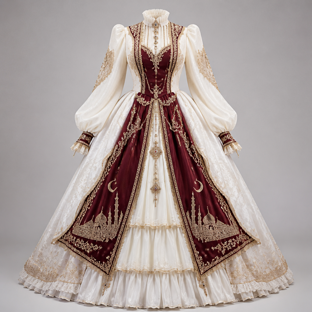 A Female Dress design, in Lolita style. Turkey fashion aesthetics.
photorealistic fashion design, A Female Dress design, in Lolita style. Turkey fashion aesthetics., lolita style, just the design no text