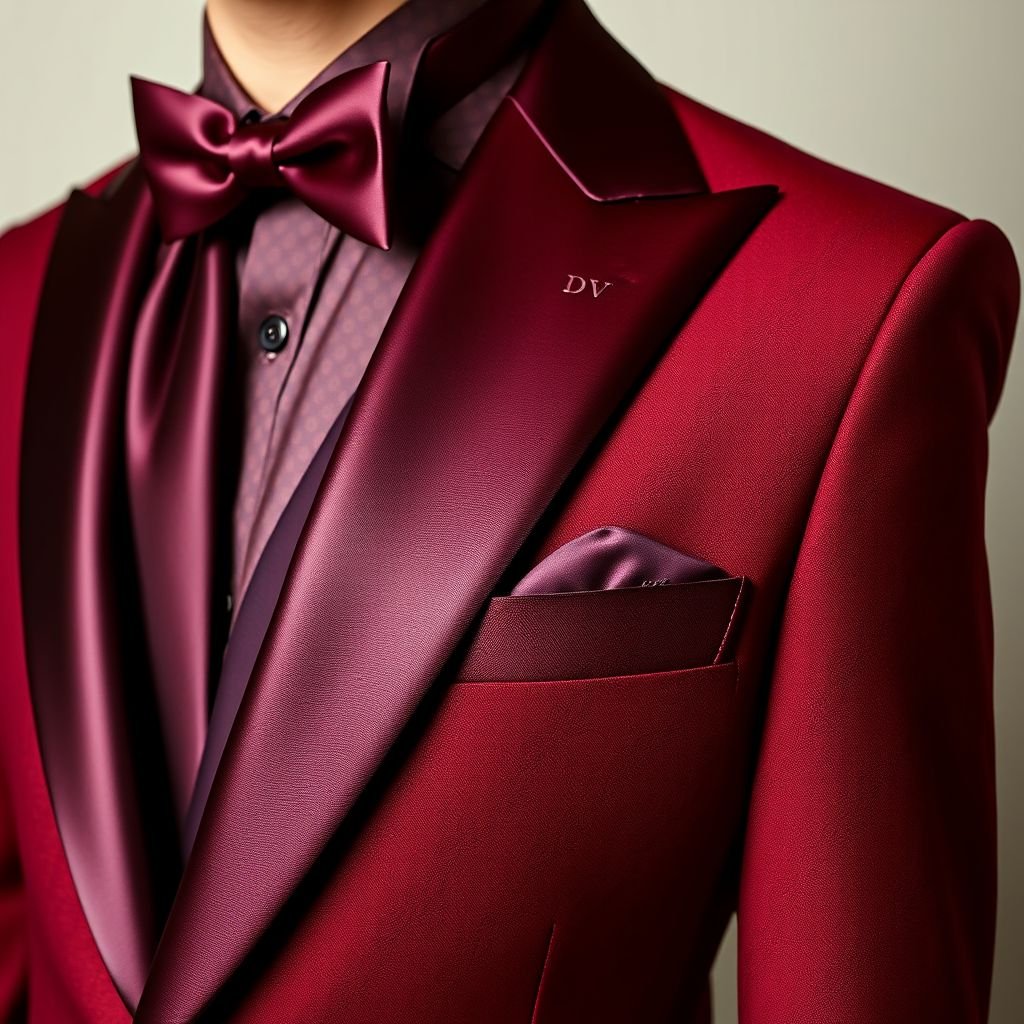 Men’s unique suit, burgundy. The suit should have mini leopard print on it. “DV on sleeve in small print
Create an elegant men's suit in rich burgundy adorned with delicate mini leopard print for a touch of sophistication. The tailored fit accentuates the physique, while intricate satin lapels add refinement. Embellish the sleeve subtly with "DV" in small, embossed lettering, exuding understated luxury and a modern twist on classic elegance.