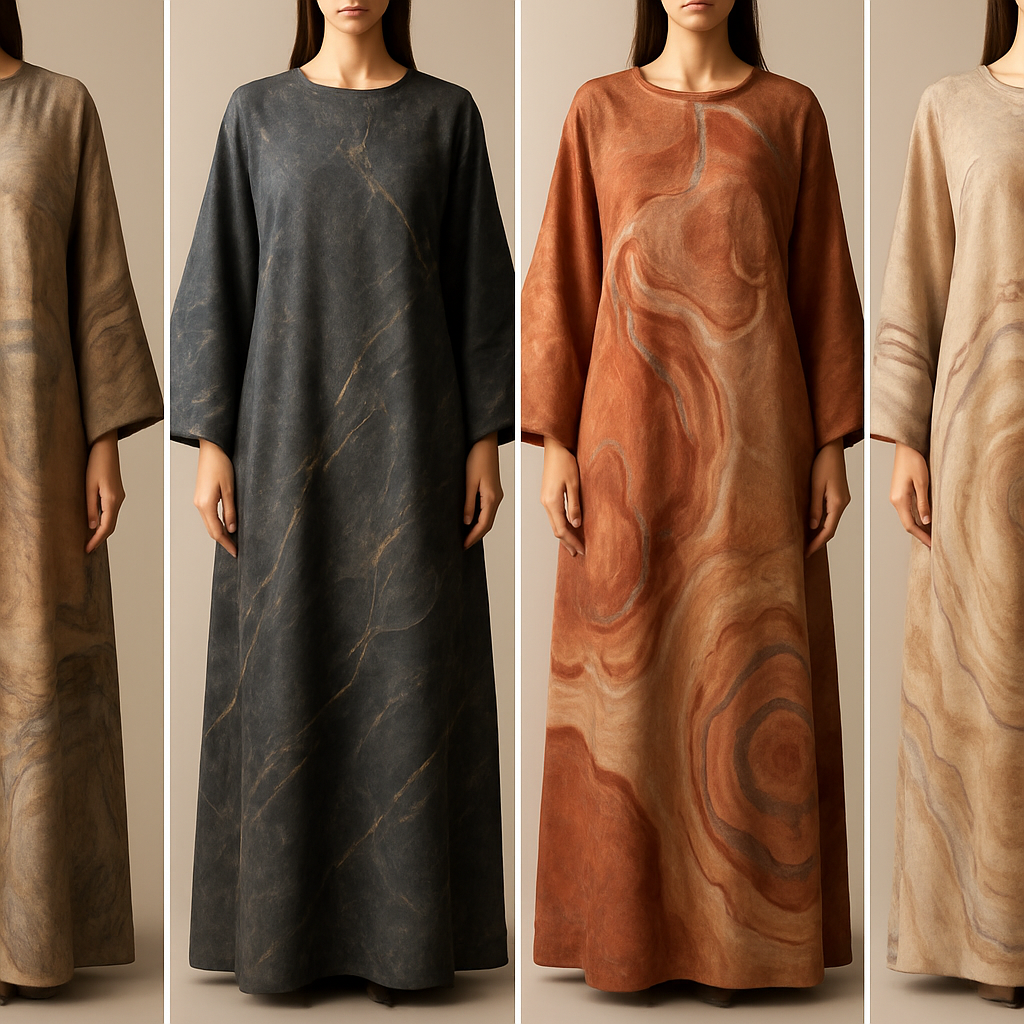 Create a modest boubou, the first of its kind, featuring a unique stone design that exudes a classy and sophisticated vibe. I'd like four designs, each showcasing different styles and fabrics. Incorporate high-end, unique chic stone designs to make them truly special. Add little sophisticated stone designs.

Create a modest boubou, the first of its kind, featuring a unique stone design that exudes a classy and sophisticated vibe. I'd like four designs, each showcasing different styles and fabrics. Incorporate high-end, unique chic stone designs to make them truly special. Add little sophisticated stone designs.