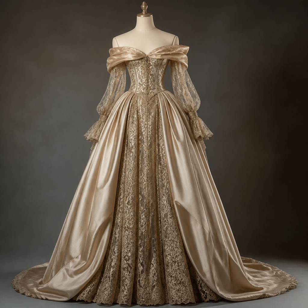 Gown
photorealistic fashion design, Gown , vintage style, just the design no text