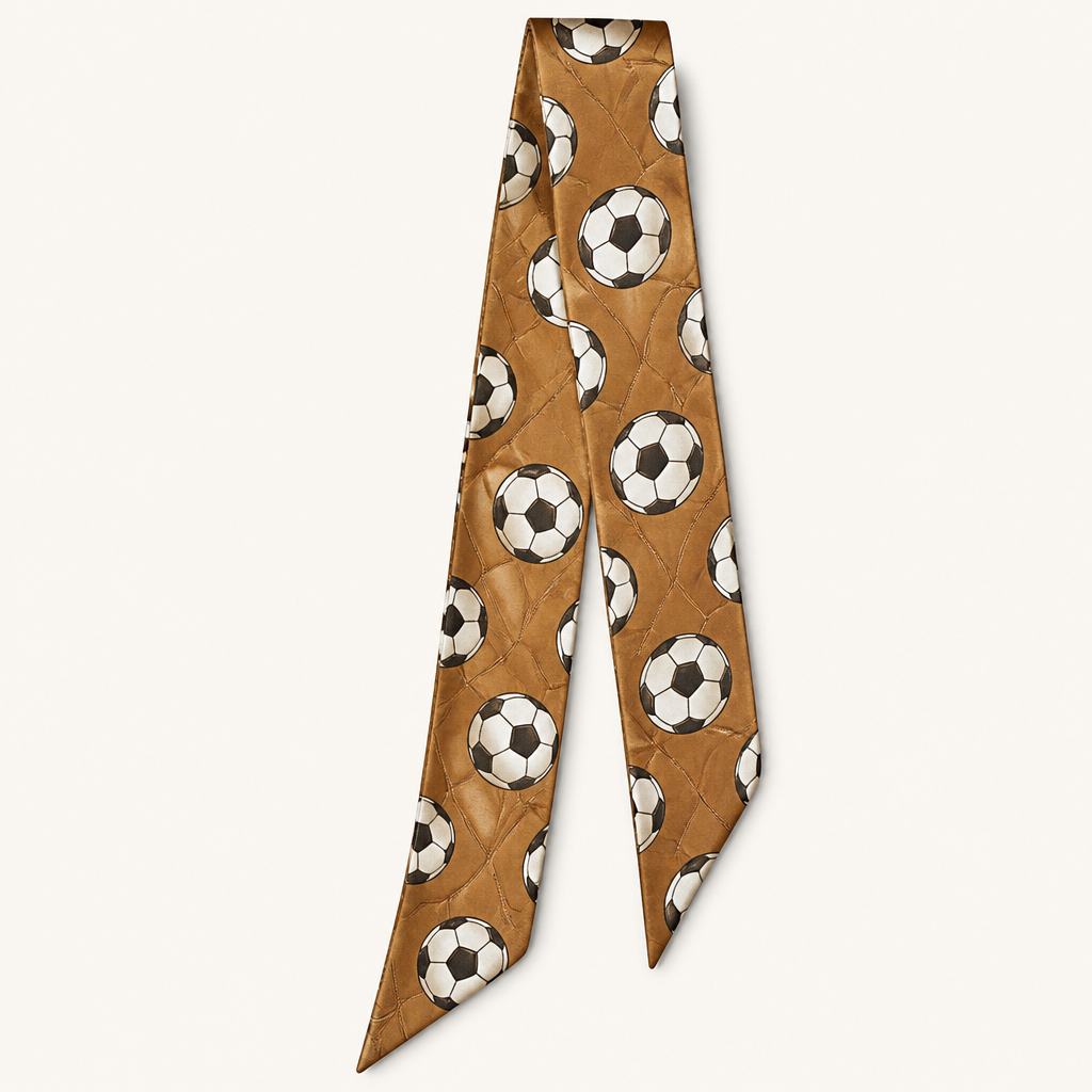 Design a silk twilly thank has classic women’s soccer balls with a light brown background giving a glove vibe
photorealistic fashion design, Design a silk twilly thank has classic women’s soccer balls with a light brown background giving a glove vibe, classic style, just the design no text