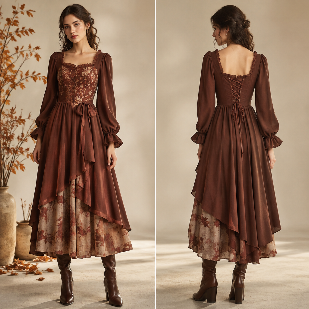 A Female Dress design, suitable for Fall. LY fashion aesthetics. Current season is Autumn in LY. Present it as professional fashion catalogue photography: the garment is the subject, shown full-length with editorial styling, neutral posing and tasteful, non-suggestive framing.
photorealistic fashion design, A Female Dress design, suitable for Fall. LY fashion aesthetics. Current season is Autumn in LY. Present it as professional fashion catalogue photography: the garment is the subject, shown full-length with editorial styling, neutral posing and tasteful, non-suggestive framing., just the design no text