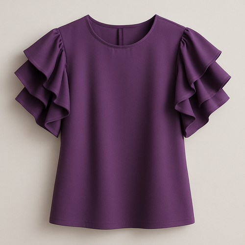Purple, shirt, ruffled sleeves