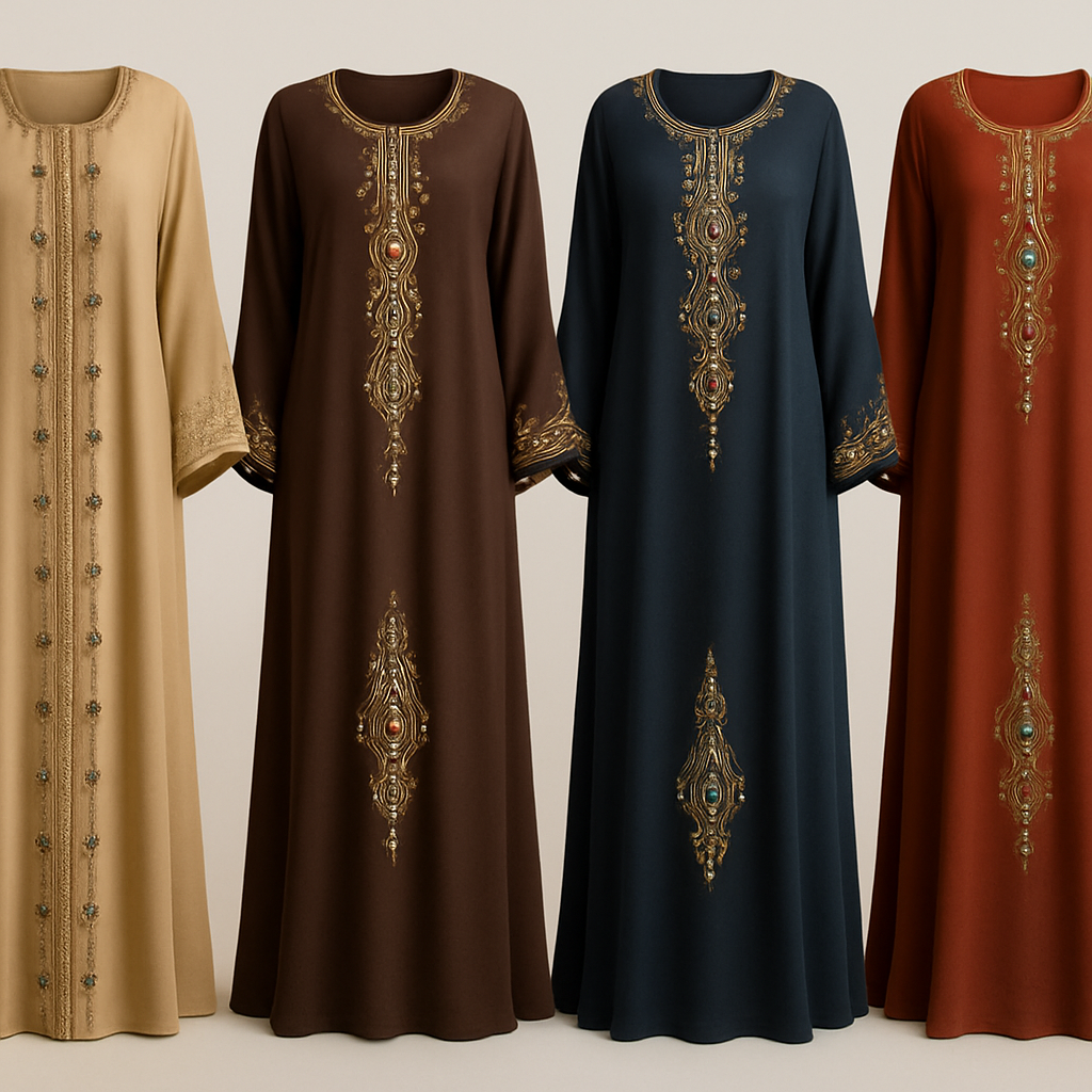 Create me modest boubou that's first in the world, using unique stone design, classy and sophisticated. Keep me 4 designs. Make them rich by adding minimal embroidery and stones designs.
Create me modest boubou that's first in the world, using unique stone design, classy and sophisticated. Keep me 4 designs. Make them rich by adding minimal embroidery and stones designs.