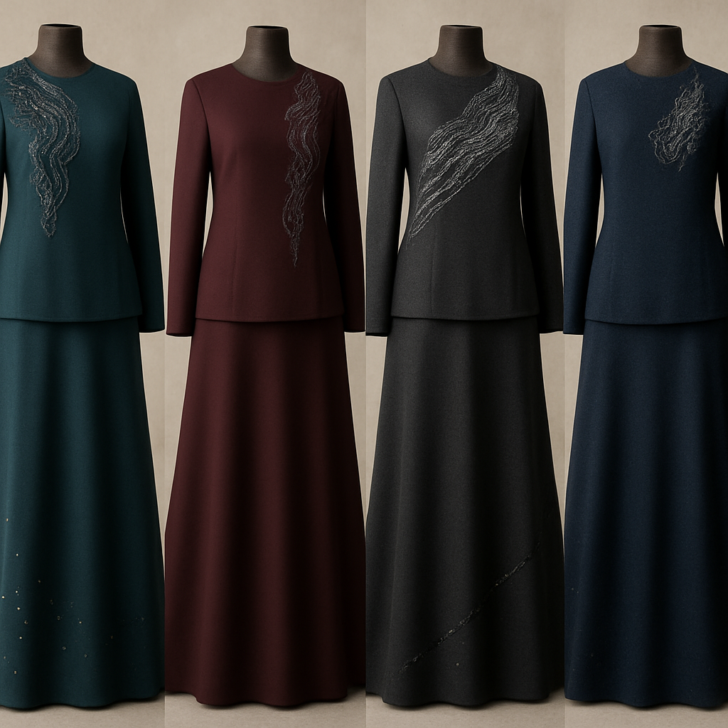 Create me modest two piece that's first in the world, using unique stone design, classy and sophisticated. Keep me 4 designs. Make them rich by adding minimal stone embroidery and stones designs. Showcasing different styles and fabric.
Create me modest two piece that's first in the world, using unique stone design, classy and sophisticated. Keep me 4 designs. Make them rich by adding minimal stone embroidery and stones designs. Showcasing different styles and fabric.