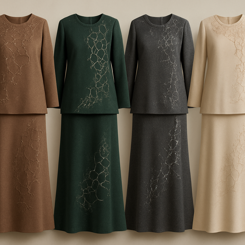 Create me modest two piece that's first in the world, using unique stone design, classy and sophisticated. Keep me 4 designs. Make them rich by adding minimal stone embroidery and stones designs. Showcasing different styles and fabric.
Create me modest two piece that's first in the world, using unique stone design, classy and sophisticated. Keep me 4 designs. Make them rich by adding minimal stone embroidery and stones designs. Showcasing different styles and fabric.