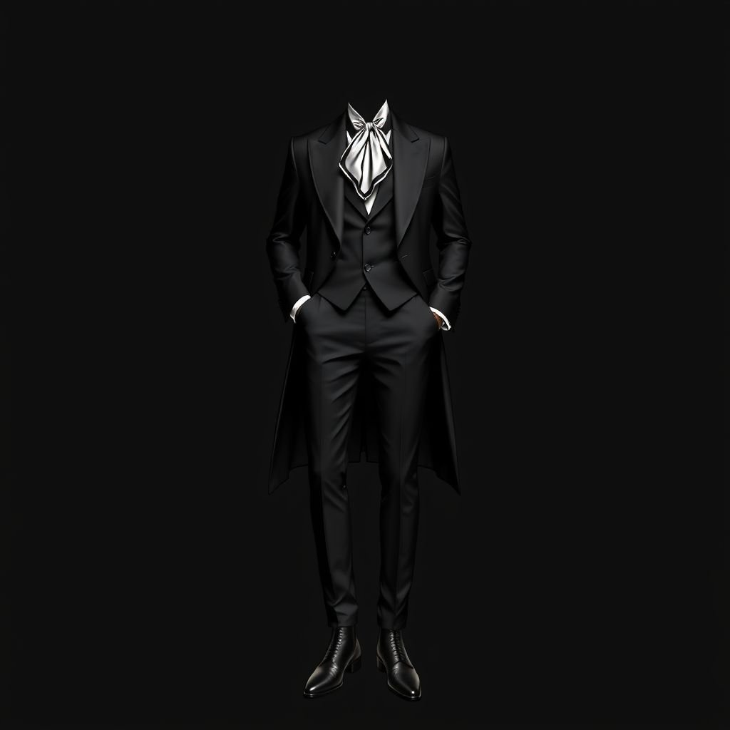 Black Modern prince suit
Envision a sleek, black modern prince suit with tailored lapels and angular cuts that blend tradition with avant-garde flair. The jacket features asymmetrical button placements and a high-low hem, while the trousers are sharply tapered with subtle fabric textures. Accentuate with a monochrome silk cravat and polished leather boots for a regal touch.