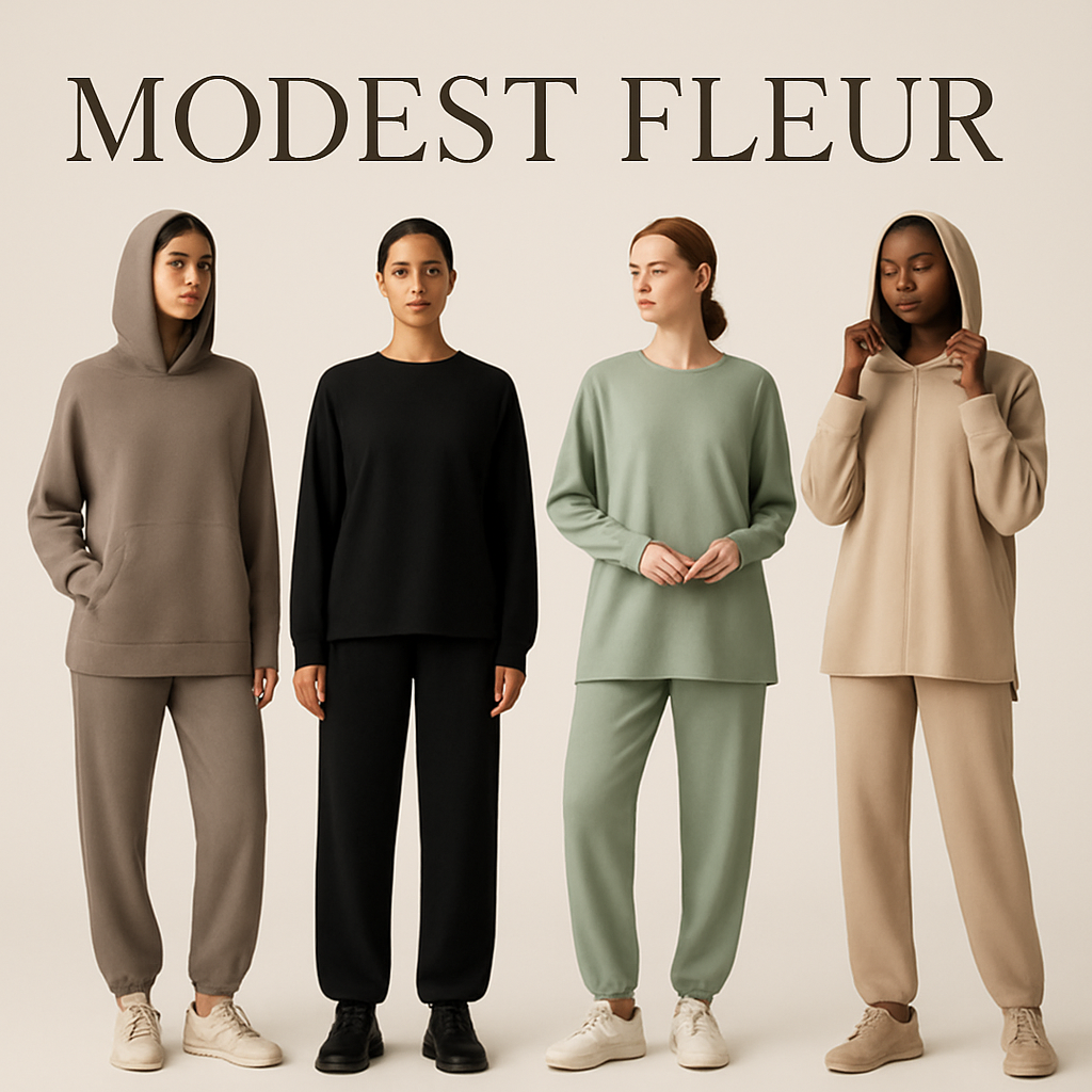 Create a unique, sophisticated, and chic loose gym wear brand called “Modest Fleur”. I need four options.
Create a unique, sophisticated, and chic loose gym wear brand called “Modest Fleur”. I need four options.