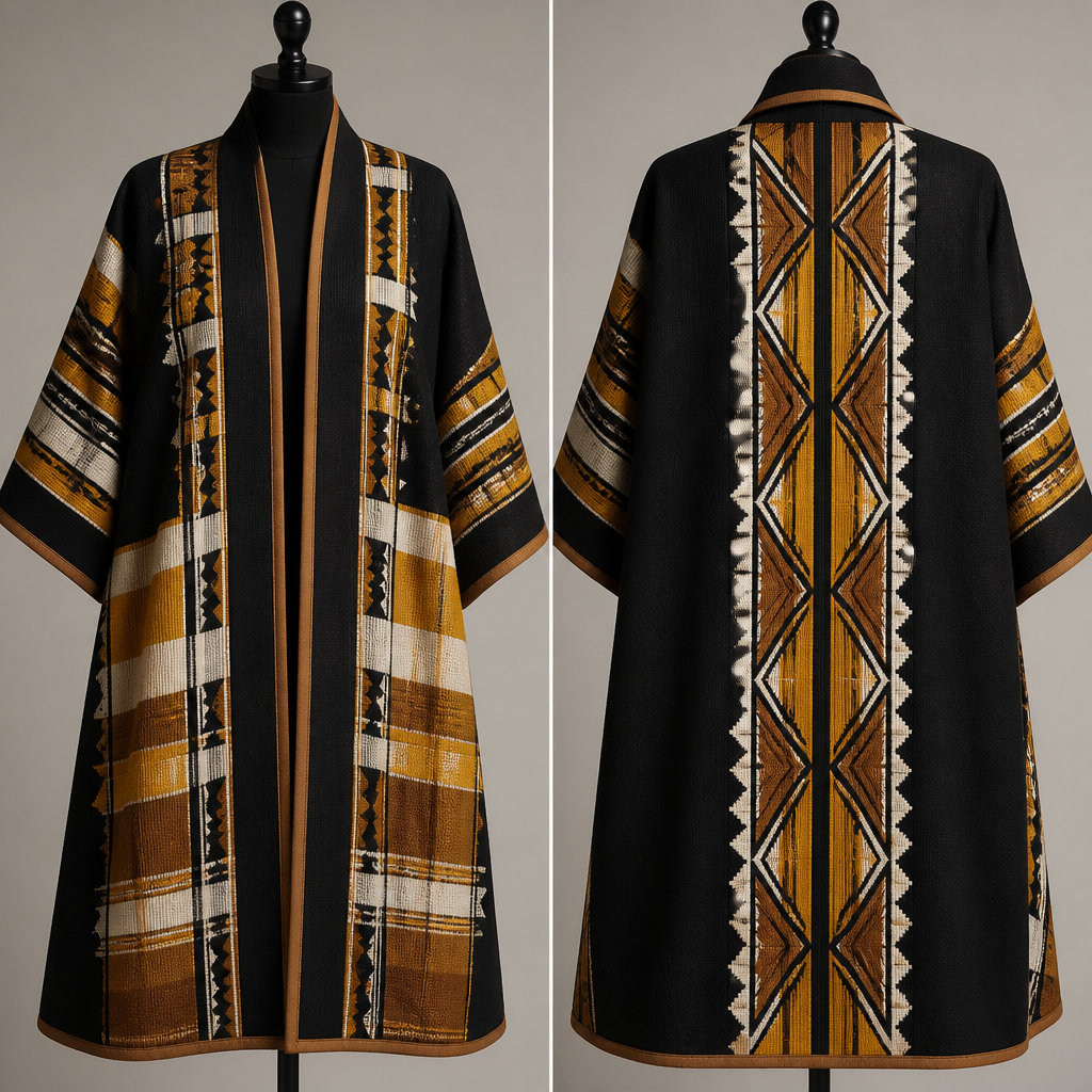 A Coat design. Ghana fashion aesthetics.
photorealistic fashion design, A Coat design. Ghana fashion aesthetics., just the design no text, show front and back