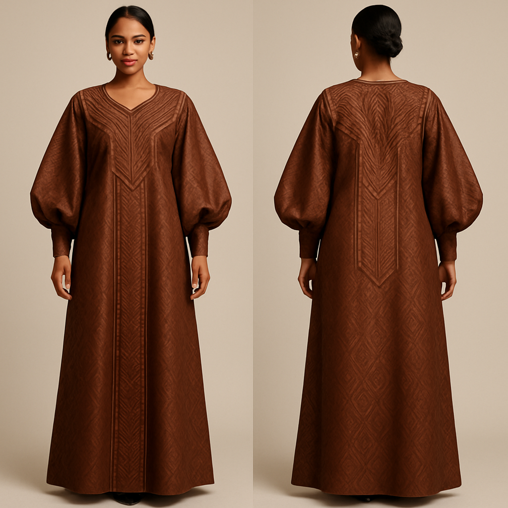 Create a shadda boubou for women that’s the first of its kind, unique, classy, and sophisticated in design.
Create a shadda boubou for women that’s the first of its kind, unique, classy, and sophisticated in design. , show front and back