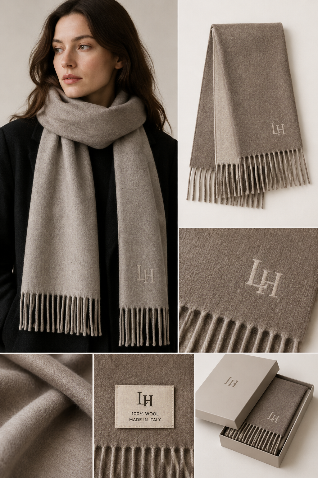 wool scarf, with logo LH
wool scarf, with logo LH