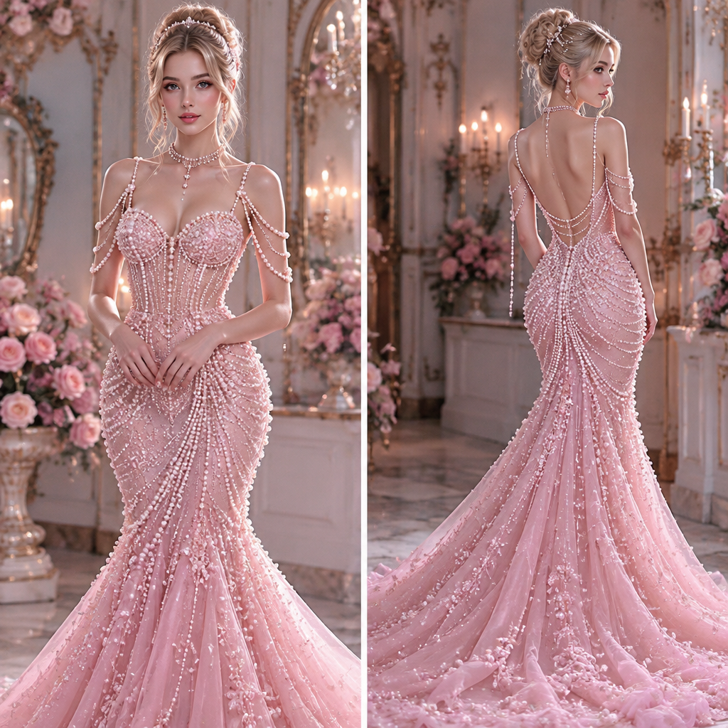 photorealistic fashion design, photorealistic fashion design, photorealistic fashion design, photorealistic fashion design, A Female fashion design, shown on a model with fair skin and a petite figure. На изображении представлена красивая девушка с длинными светлыми волосами, собранными в объемную прическу. На ней элегантное бордовое бархатное платье с глубоким вырезом и прозрачным рукавом, украшенным сияющей вышивкой. В руках она держит тарелку с небольшими кексами.
Обстановка вокруг напоминает уютный осенний праздник, возможно, Хэллоуин: на фоне и вокруг нее расставлены тыквы разных размеров, мерцают свечи в подсвечниках, а атмосфера наполнена теплым приглушенным светом.
На фотографии изображена элегантная молодая женщина со светлыми волосами, собранными в сложную высокую прическу с черными лентами-бантиками. Ее образ дополняют длинные сияющие серьги и роскошное колье.
Она одета в пышное вечернее платье в готическом стиле, выполненное в черно-белой гамме. Корсет платья украшен блестящими стразами и кристаллами, а объемная многослойная юбка декорирована крупными белыми и черными текстильными розами и драпировкой.
Действие происходит на фоне просторной террасы старинного здания или замка с балюстрадой. На полу и вокруг террасы разложены тыквы, а в небе виднеются силуэты летящих летучих мышей, что создает атмосферу осеннего или хэллоуинского праздника.
На изображении представлена эффектная фотография, стилизованная под древнеегипетскую тематику.
* Главная героиня: Женщина с длинными светлыми волосами и прямой чёлкой, выразительными карими глазами с четкими стрелками и ярким макияжем. На ней надеты массивные традиционные украшения: богатое ожерелье в египетском стиле с бирюзовыми, золотыми и синими элементами, а также крупные подвесные серьги.
* Животное: Рядом с женщиной находится крупный леопард (или барс) с пятнистым окрасом и выразительным взглядом. Голова хищника расположена близко к лицу женщины.
* Интерфейс: Снимок сделан в виде скриншота из социальной сети (с элементами интерфейса, значками и панелями управления в верхней и нижней частях экрана).
На изображении представлена портретная иллюстрация красивой рыжеволосой женщины.
У нее выразительные глаза, аккуратные черты лица и пышные волнистые волосы рыжего оттенка, в которые вплетены крупные желтые цветы. Образ дополняют элегантные длинные серьги с золотыми деталями и наряд с оборками желтого цвета. Фон темный, с мягкими размытыми огоньками, что создает теплую и сказочную атмосферу.
На изображении представлена цифровая иллюстрация, на которой изображена молодая женщина в готическом стиле.
* Внешность: У нее длинные белые волосы, аккуратная челка и выразительные голубые глаза. Макияж яркий и выразительный, с акцентом на насыщенные красные губы.
* Одежда и аксессуары: Она одета в черное платье с кружевными деталями на плечах и шее. На голове красуется элегантная черная шляпа с широкими полями, украшенная перьями и розами.
* Детали: В руке женщина держит небольшой букет ярко-красных роз на длинных стеблях. Руки защищены черными перчатками.
* Общая атмосфера: Образ сочетает в себе загадочность, элегантность и романтично-мрачную эстетику.
На изображении представлена цифровая иллюстрация, на которой изображена молодая женщина в готическом стиле.
* Внешность: У нее длинные белые волосы, аккуратная челка и выразительные голубые глаза. Макияж яркий и выразительный, с акцентом на насыщенные красные губы.
* Одежда и аксессуары: Она одета в черное платье с кружевными деталями на плечах и шее. На голове красуется элегантная черная шляпа с широкими полями, украшенная перьями и розами.
* Детали: В руке женщина держит небольшой букет ярко-красных роз на длинных стеблях. Руки защищены черными перчатками.
* Общая атмосфера: Образ сочетает в себе загадочность, элегантность и романтично-мрачную эстетику.
На изображении представлена портретная иллюстрация молодой и красивой женщины с роскошными рыжими волосами.
* Внешность: У девушки выразительные зеленые глаза, аккуратные черты лица, легкий макияж в теплых тонах и пухлые губы.
* Одежда и украшения: Она одета в элегантное желтое платье с открытыми плечами, а в ушах блестят длинные золотистые серьги.
* Фон: Вокруг неё на размытом фоне распустились крупные желтые цветы, которые гармонично дополняют общую теплую и солнечную гамму портрета.
{
"style": "Lash extensions, professional macro photography of a human eye",
"eyelash_extensions": {
"volume": "Medium-high density, volume style (approx. 3D-4D)",
"curl": "L-curl or L+ curl, creating a sharp, elongated lifted effect",
"length": "Graduated length, longer at the outer corners for a cat-eye effect",
"texture": "Deep black, matte-finish synthetic silk lashes, perfectly separated, neat direction, dense inter-lash fill"
},
"eyebrows": {
"shaping": "Soft arched, natural fullness, well-groomed",
"styling": "Laminated brow effect, brushed up and neatly set hairs (feather brows)",
"color": "Warm medium-brown / taupe with soft natural shading underneath"
},
"eye_makeup": {
"eyeshadow": "Soft neutral nude contouring, gentle definition along the crease and lash line, subtle gradient",
"skin": "Flawless, smooth skin texture, soft professional studio lighting, macro detail"
},
"composition": {
"shot_type": "Macro close-up, extreme detail on eyelashes and brow texture",
"lighting": "Bright, even ring-light or studio lighting, professional beauty shot"
}
}. GE fashion aesthetics. Present it as professional fashion catalogue photography: the garment is the subject, shown full-length with editorial styling, neutral posing and tasteful, non-suggestive framing., just the design no text, show front and back. Refinement: лицо поменять платье из жемчуга полностью, just the design no text. Refinement: стиль поменять, just the design no text. Refinement: стиль поменять сделать и совершенственно улучшить систему лицо поменять, just the design no text. Refinement: поменять на розовый
photorealistic fashion design, photorealistic fashion design, photorealistic fashion design, photorealistic fashion design, photorealistic fashion design, A Female fashion design, shown on a model with fair skin and a petite figure. На изображении представлена красивая девушка с длинными светлыми волосами, собранными в объемную прическу. На ней элегантное бордовое бархатное платье с глубоким вырезом и прозрачным рукавом, украшенным сияющей вышивкой. В руках она держит тарелку с небольшими кексами.
Обстановка вокруг напоминает уютный осенний праздник, возможно, Хэллоуин: на фоне и вокруг нее расставлены тыквы разных размеров, мерцают свечи в подсвечниках, а атмосфера наполнена теплым приглушенным светом.
На фотографии изображена элегантная молодая женщина со светлыми волосами, собранными в сложную высокую прическу с черными лентами-бантиками. Ее образ дополняют длинные сияющие серьги и роскошное колье.
Она одета в пышное вечернее платье в готическом стиле, выполненное в черно-белой гамме. Корсет платья украшен блестящими стразами и кристаллами, а объемная многослойная юбка декорирована крупными белыми и черными текстильными розами и драпировкой.
Действие происходит на фоне просторной террасы старинного здания или замка с балюстрадой. На полу и вокруг террасы разложены тыквы, а в небе виднеются силуэты летящих летучих мышей, что создает атмосферу осеннего или хэллоуинского праздника.
На изображении представлена эффектная фотография, стилизованная под древнеегипетскую тематику.
* Главная героиня: Женщина с длинными светлыми волосами и прямой чёлкой, выразительными карими глазами с четкими стрелками и ярким макияжем. На ней надеты массивные традиционные украшения: богатое ожерелье в египетском стиле с бирюзовыми, золотыми и синими элементами, а также крупные подвесные серьги.
* Животное: Рядом с женщиной находится крупный леопард (или барс) с пятнистым окрасом и выразительным взглядом. Голова хищника расположена близко к лицу женщины.
* Интерфейс: Снимок сделан в виде скриншота из социальной сети (с элементами интерфейса, значками и панелями управления в верхней и нижней частях экрана).
На изображении представлена портретная иллюстрация красивой рыжеволосой женщины.
У нее выразительные глаза, аккуратные черты лица и пышные волнистые волосы рыжего оттенка, в которые вплетены крупные желтые цветы. Образ дополняют элегантные длинные серьги с золотыми деталями и наряд с оборками желтого цвета. Фон темный, с мягкими размытыми огоньками, что создает теплую и сказочную атмосферу.
На изображении представлена цифровая иллюстрация, на которой изображена молодая женщина в готическом стиле.
* Внешность: У нее длинные белые волосы, аккуратная челка и выразительные голубые глаза. Макияж яркий и выразительный, с акцентом на насыщенные красные губы.
* Одежда и аксессуары: Она одета в черное платье с кружевными деталями на плечах и шее. На голове красуется элегантная черная шляпа с широкими полями, украшенная перьями и розами.
* Детали: В руке женщина держит небольшой букет ярко-красных роз на длинных стеблях. Руки защищены черными перчатками.
* Общая атмосфера: Образ сочетает в себе загадочность, элегантность и романтично-мрачную эстетику.
На изображении представлена цифровая иллюстрация, на которой изображена молодая женщина в готическом стиле.
* Внешность: У нее длинные белые волосы, аккуратная челка и выразительные голубые глаза. Макияж яркий и выразительный, с акцентом на насыщенные красные губы.
* Одежда и аксессуары: Она одета в черное платье с кружевными деталями на плечах и шее. На голове красуется элегантная черная шляпа с широкими полями, украшенная перьями и розами.
* Детали: В руке женщина держит небольшой букет ярко-красных роз на длинных стеблях. Руки защищены черными перчатками.
* Общая атмосфера: Образ сочетает в себе загадочность, элегантность и романтично-мрачную эстетику.
На изображении представлена портретная иллюстрация молодой и красивой женщины с роскошными рыжими волосами.
* Внешность: У девушки выразительные зеленые глаза, аккуратные черты лица, легкий макияж в теплых тонах и пухлые губы.
* Одежда и украшения: Она одета в элегантное желтое платье с открытыми плечами, а в ушах блестят длинные золотистые серьги.
* Фон: Вокруг неё на размытом фоне распустились крупные желтые цветы, которые гармонично дополняют общую теплую и солнечную гамму портрета.
{
"style": "Lash extensions, professional macro photography of a human eye",
"eyelash_extensions": {
"volume": "Medium-high density, volume style (approx. 3D-4D)",
"curl": "L-curl or L+ curl, creating a sharp, elongated lifted effect",
"length": "Graduated length, longer at the outer corners for a cat-eye effect",
"texture": "Deep black, matte-finish synthetic silk lashes, perfectly separated, neat direction, dense inter-lash fill"
},
"eyebrows": {
"shaping": "Soft arched, natural fullness, well-groomed",
"styling": "Laminated brow effect, brushed up and neatly set hairs (feather brows)",
"color": "Warm medium-brown / taupe with soft natural shading underneath"
},
"eye_makeup": {
"eyeshadow": "Soft neutral nude contouring, gentle definition along the crease and lash line, subtle gradient",
"skin": "Flawless, smooth skin texture, soft professional studio lighting, macro detail"
},
"composition": {
"shot_type": "Macro close-up, extreme detail on eyelashes and brow texture",
"lighting": "Bright, even ring-light or studio lighting, professional beauty shot"
}
}. GE fashion aesthetics. Present it as professional fashion catalogue photography: the garment is the subject, shown full-length with editorial styling, neutral posing and tasteful, non-suggestive framing., just the design no text, show front and back. Refinement: лицо поменять платье из жемчуга полностью, just the design no text. Refinement: стиль поменять, just the design no text. Refinement: стиль поменять сделать и совершенственно улучшить систему лицо поменять, just the design no text. Refinement: поменять на розовый, just the design no text