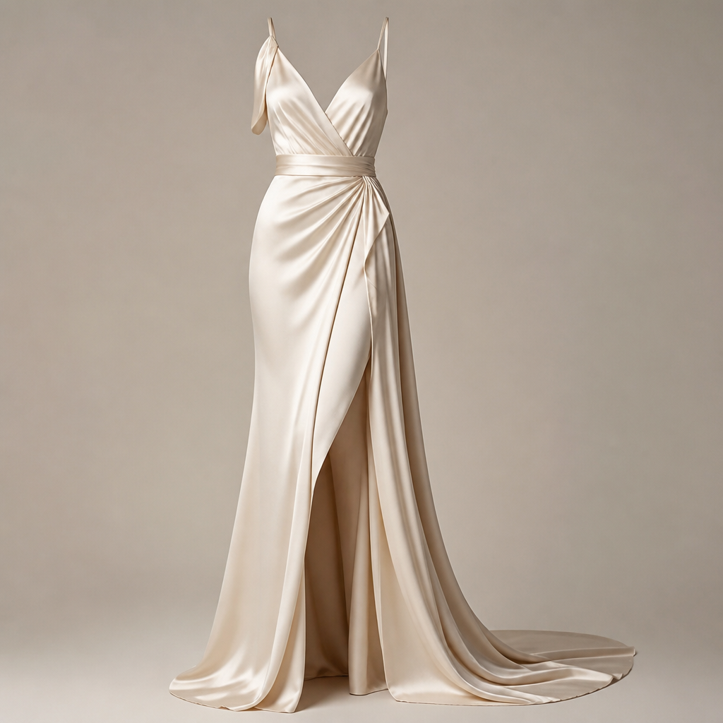 A Female Dress design, made of Satin, for Party, suitable for Summer, in Elegant + Classic style. SY fashion aesthetics.
photorealistic fashion design, A Female Dress design, made of Satin, for Party, suitable for Summer, in Elegant + Classic style. SY fashion aesthetics., elegant style, just the design no text