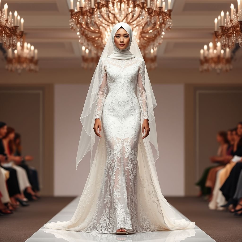 I want an elegant and modest bridal dresses they should also be unique and also put hijab and veils
Design an exquisite bridal collection embodying elegance and modesty for the runway. The dresses feature intricate lace overlays, flowing silhouettes, and unique embellishments, each complemented by modern hijabs and ethereal veils. Play with a palette of soft pastels and rich jewel tones, ensuring each piece captures the essence of contemporary bridal fashion.