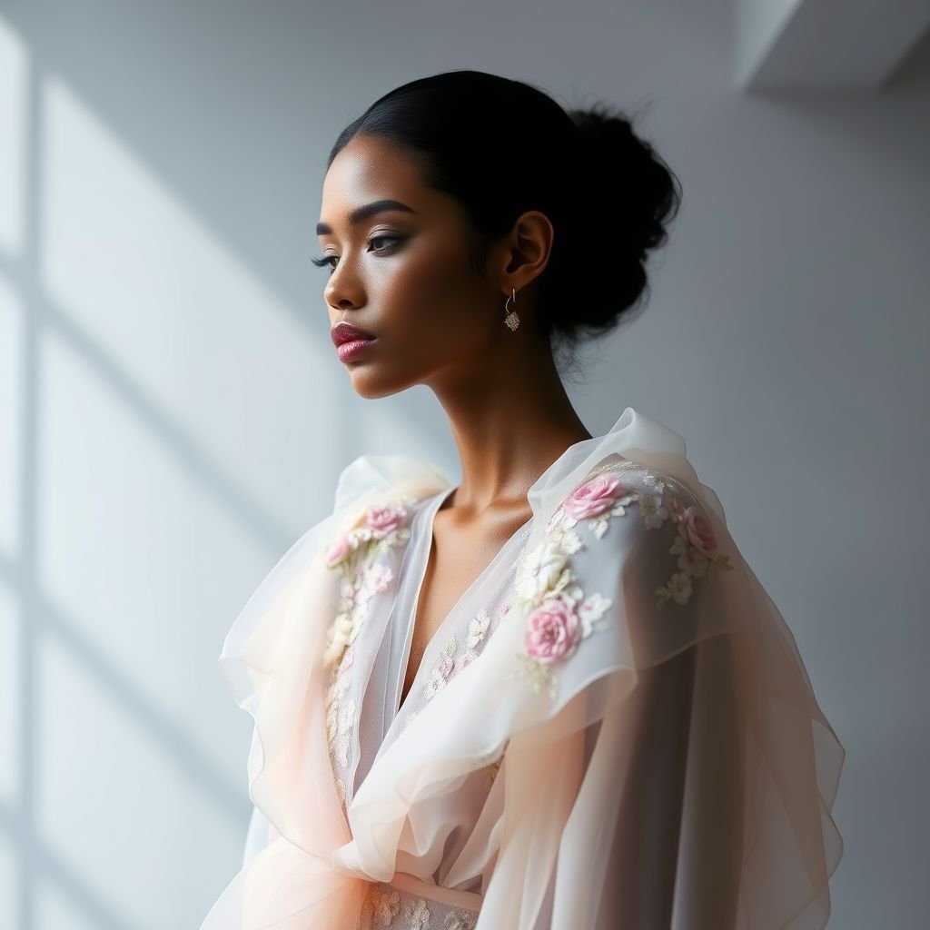 So my concept is Innerbloom song by rufus so creat some Designes which are classy and new
Design an ethereal fashion collection inspired by "Innerbloom" by Rufus. Envision flowing silhouettes in soft pastels, layered fabrics that mimic natural light, and intricate floral embroidery symbolizing growth. Incorporate sleek metallic accents to reflect a modern twist. The mood should be serene yet sophisticated, capturing the essence of tranquility and transformation.