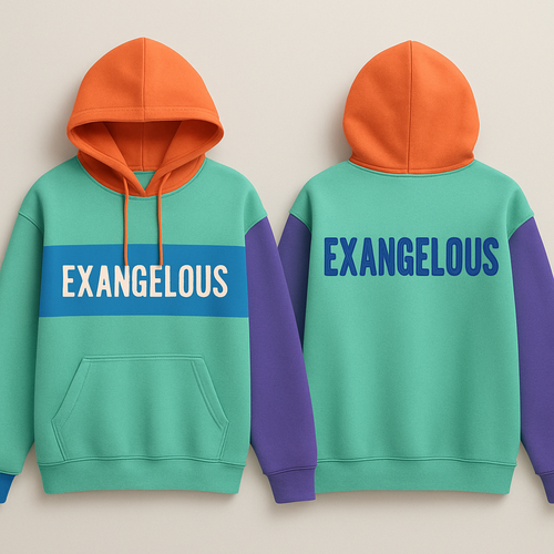 I want hoody and brands name is EXANGELOUS and give me minimalizm and interesting colours 

