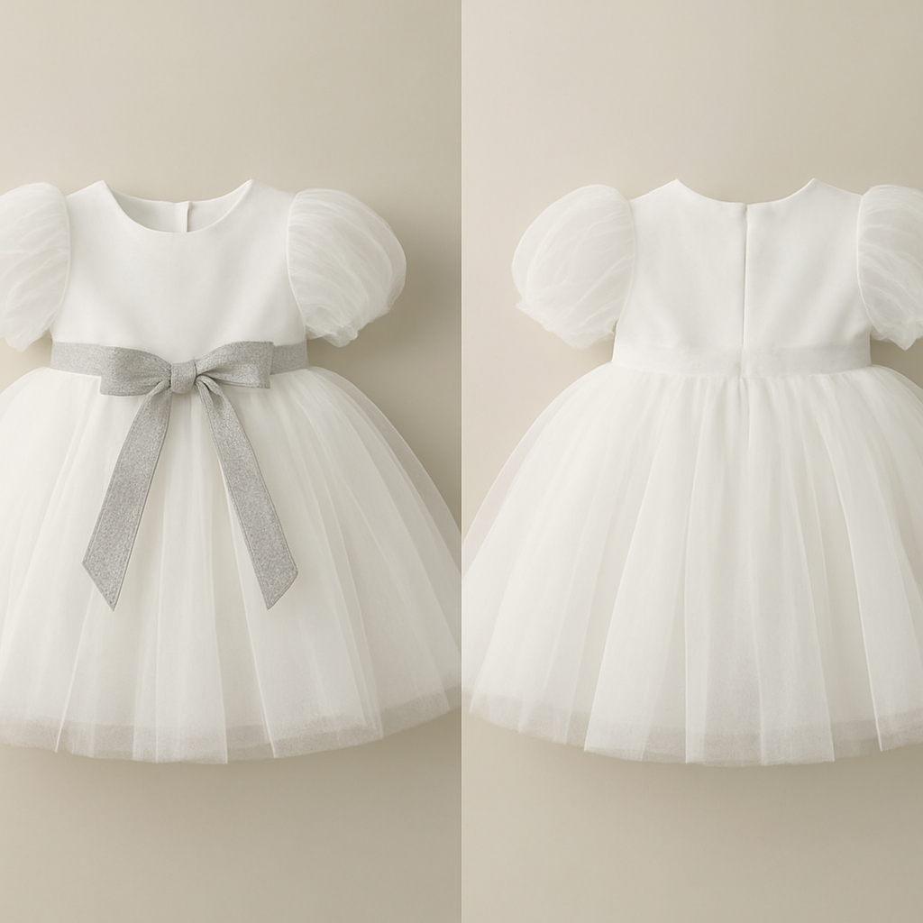 1歳の女の子のベビードレス
白いチュールのプリンセスライン
ボリューミーで可愛い
袖はパフスリーブ
全身チュール素材
お腹の切り返しのところにシルバーのキラキラのリボンを巻く結び目は左前で垂らす
1歳の女の子のベビードレス
白いチュールのプリンセスライン
ボリューミーで可愛い
袖はパフスリーブ
全身チュール素材
お腹の切り返しのところにシルバーのキラキラのリボンを巻く結び目は左前で垂らす, show front and back