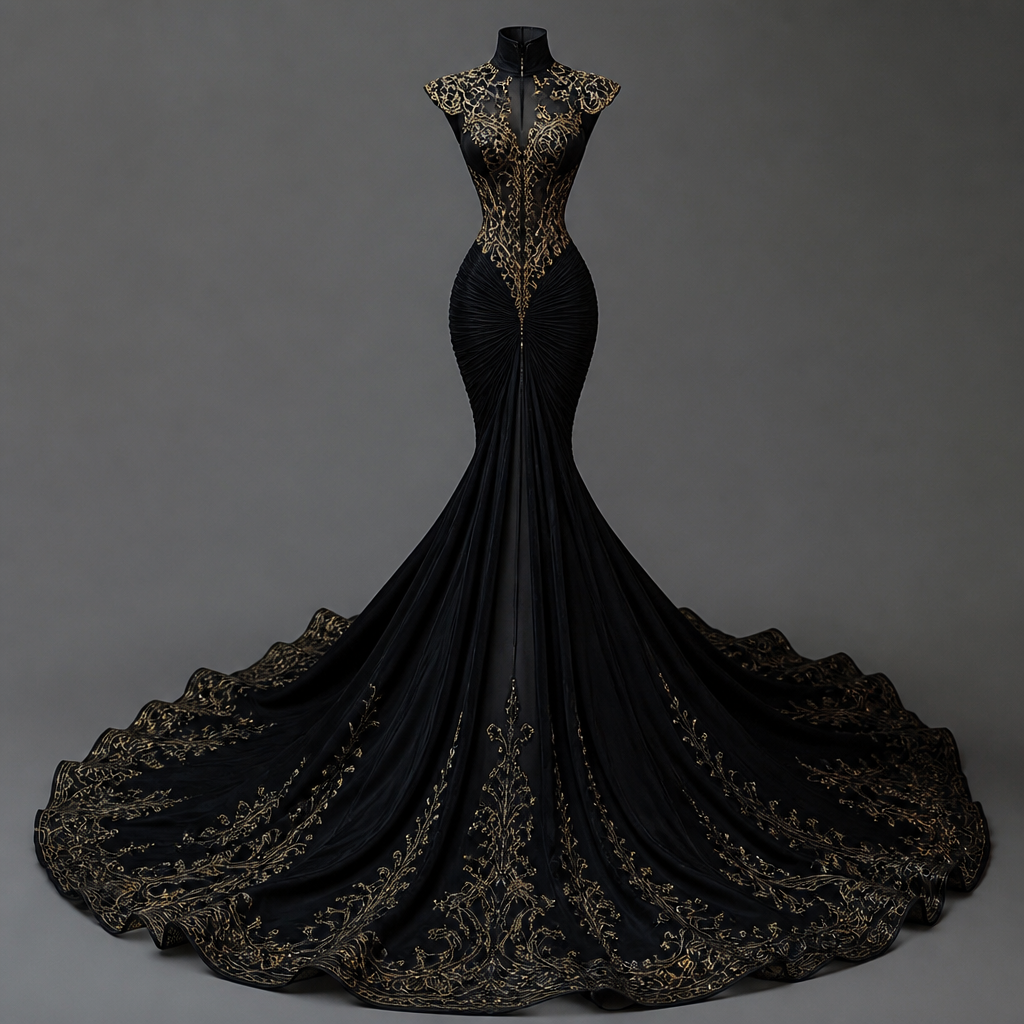 A Female fashion design. crie um vestido com a parte do meio colada e com uma calda comprida e larga com ums detalhes dourado e todo preto
preto. Brazil fashion aesthetics.
photorealistic fashion design, A Female fashion design. crie um vestido com a parte do meio colada e com uma calda comprida e larga com ums detalhes dourado e todo preto
preto. Brazil fashion aesthetics., just the design no text