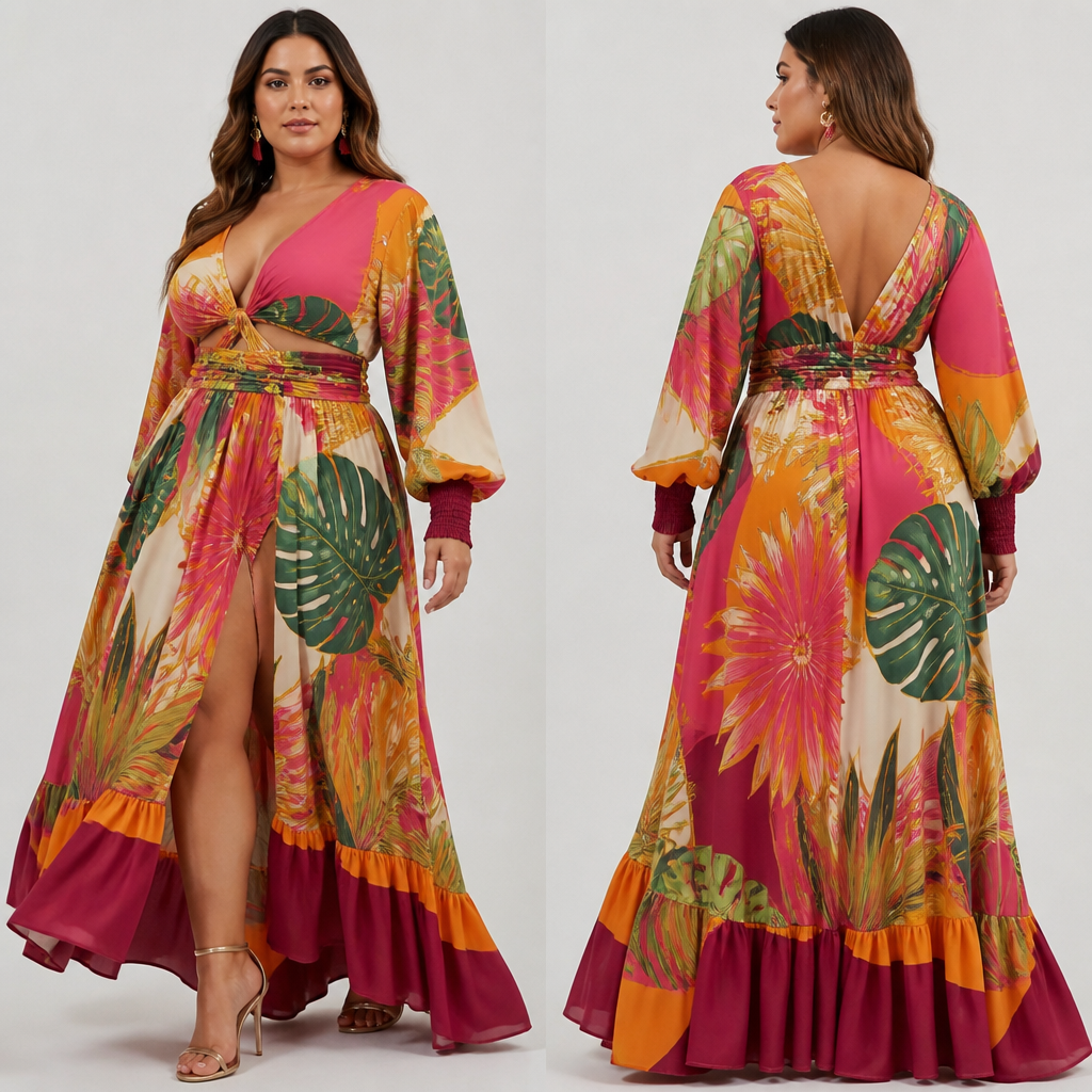 A Female Dress design, suitable for Winter. Consider Brazilian fashion — bold colors, body-positive, beachwear influence, tropical prints, carnival vibrancy. Current season is Winter in Brazil.
photorealistic fashion design, A Female Dress design, suitable for Winter. Consider Brazilian fashion — bold colors, body-positive, beachwear influence, tropical prints, carnival vibrancy. Current season is Winter in Brazil., just the design no text
