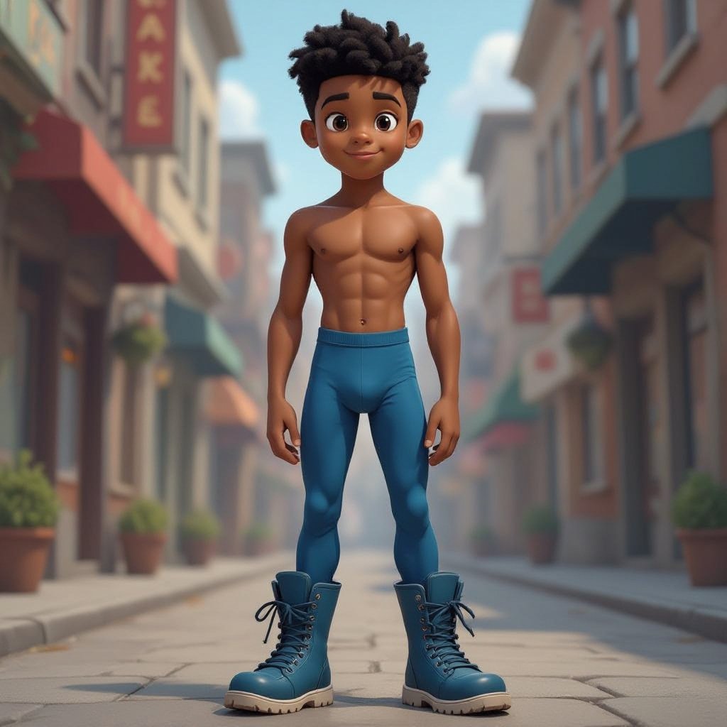 Create me a young big booty black boy 18-year-old nice arches feet dirty cartoon dirty feet no sneakers blue tight on no boots on no sneakers no jeans on blue tights no fish showing no sneakers on no boots on
A young, big-booty, black, 18-year-old cartoon boy standing with feet that have nice arches and dirty soles, wearing tight, blue, opaque spandex tights.