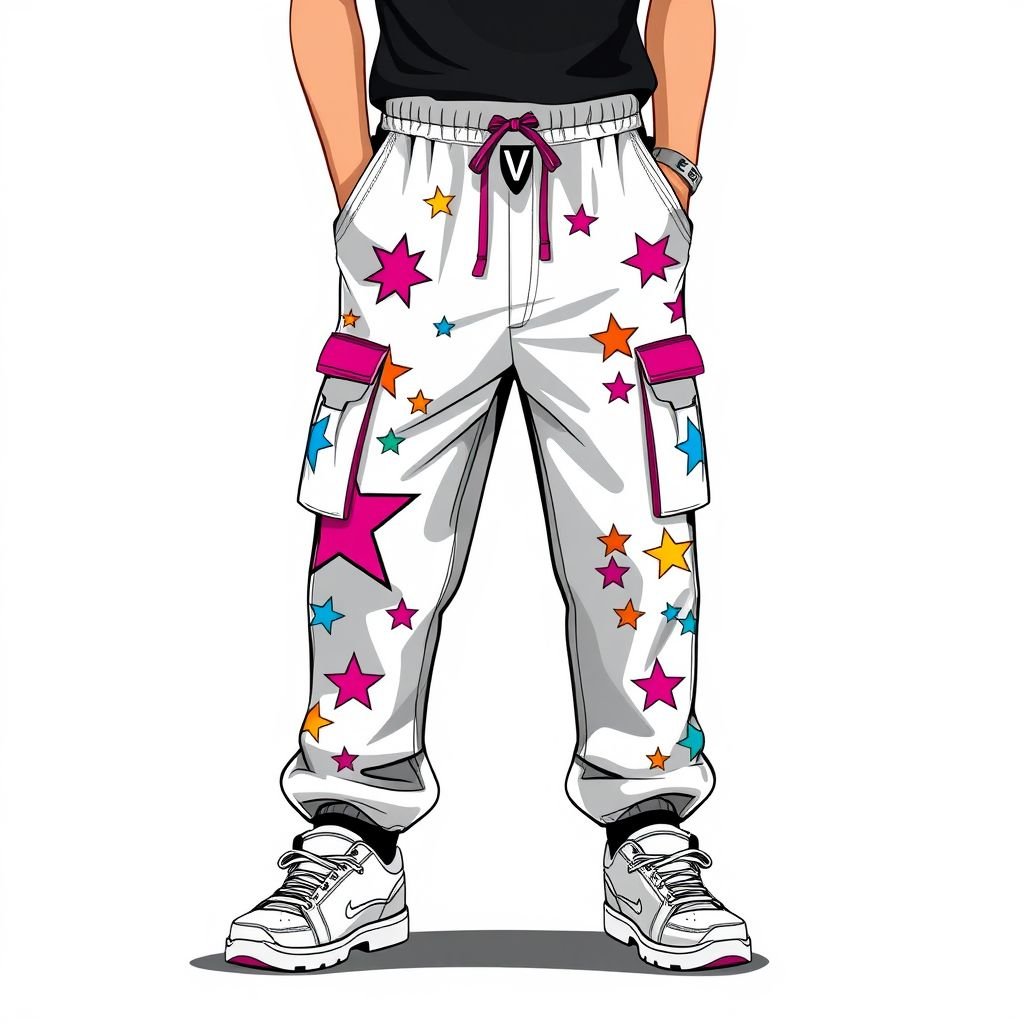 Manfinity Hypemode Men Loose Embroidery Star Pattern Contrast Piping Pants. With “DV” on drawstring
Design a bold streetwear ensemble featuring "Manfinity Hypemode" loose-fit pants, adorned with vibrant star patterns and edgy contrast piping. Elevate the look with oversized pockets and a unique “DV” emblazoned on the drawstring. Incorporate breathable, lightweight fabric, ensuring comfort while making a statement on the urban landscape. Perfect for the fashion-forward!